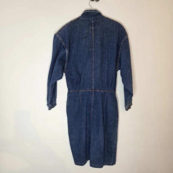 Vintage 80s 19th Avenue Denim Dress Full Zip Size 12 - Picture 5 of 13